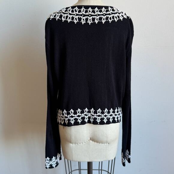Vintage NORM THOMPSON  Open Front Cardigan in Black & White - Picture 3 of 7